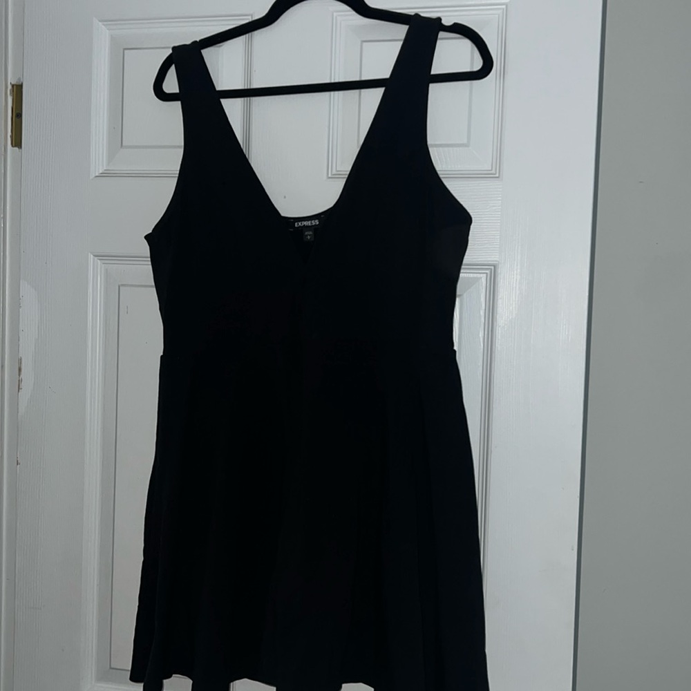 Express Black Mini Dress with V-Neck